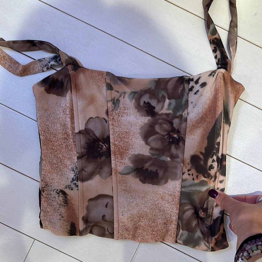 Tiger Mist Floral Camisole in Brown and Cream